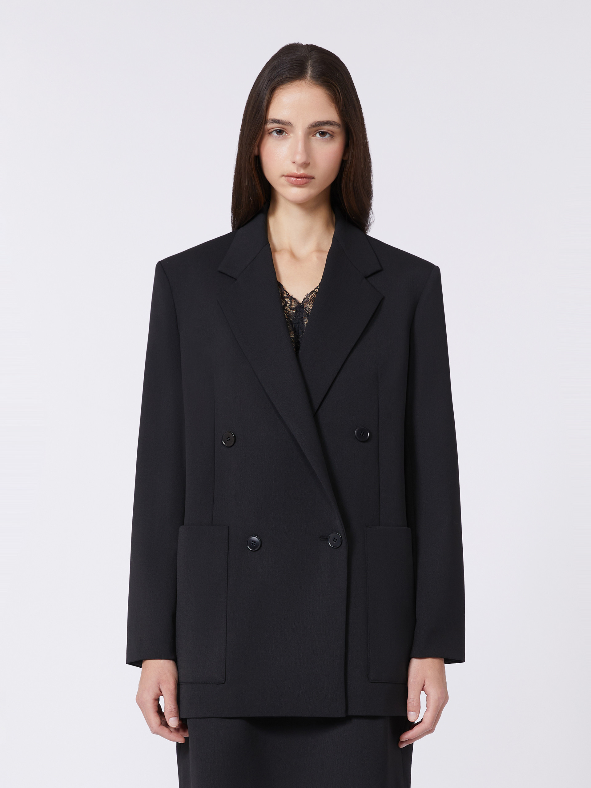 Double-breasted technical wool blazer - BLACK - Max Mara - 2