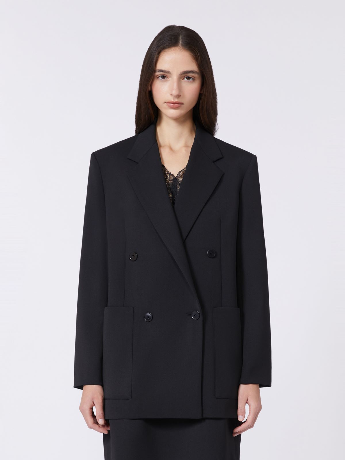 Double-breasted technical wool blazer - BLACK - Max Mara - 5