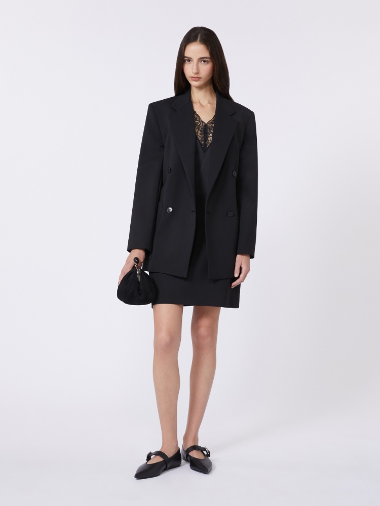 Double-breasted technical wool blazer - BLACK - Max Mara