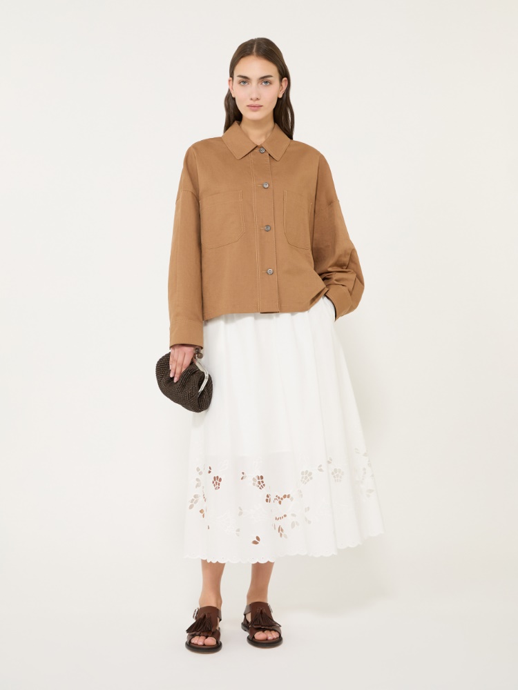 Giacca over in stuoia di cotone e lino + CUOIO - Max Mara