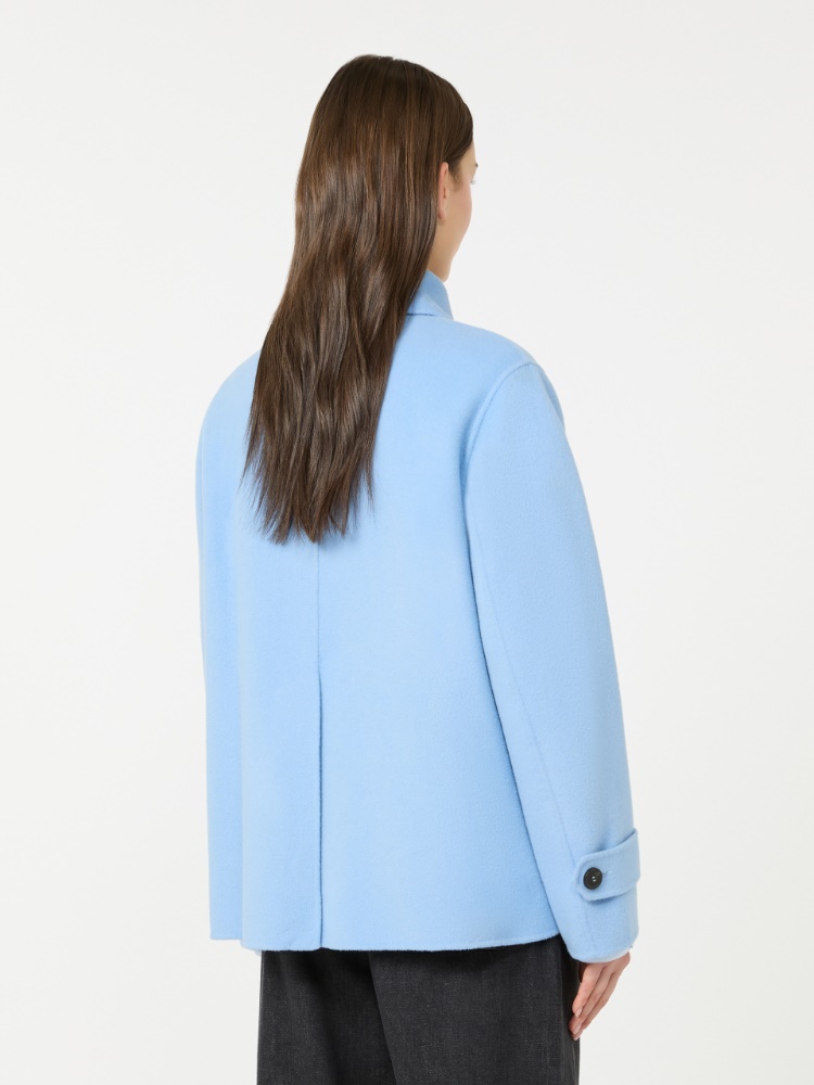 Double-breasted wool-blend pea coat - LIGHT BLUE - 3