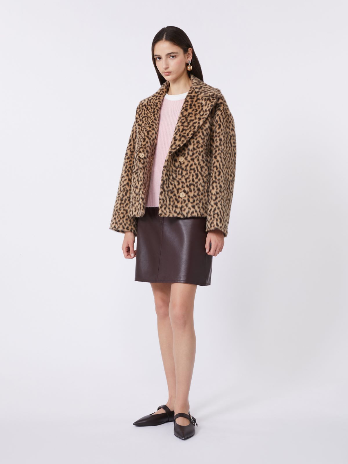 Patterned wool-blend pea coat + CAMEL - Max Mara