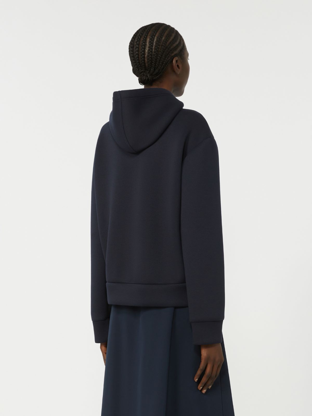 Padded, hooded jacket in water-repellent canvas and jersey - NAVY - Max Mara - 5