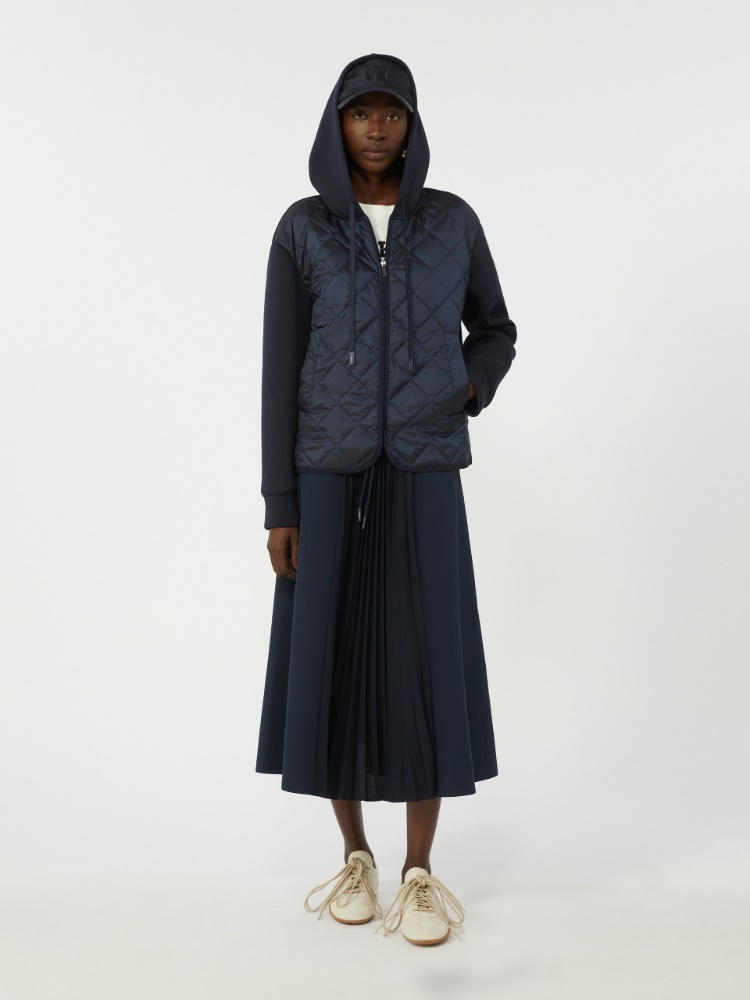 Padded, hooded jacket in water-repellent canvas and jersey - NAVY - Max Mara