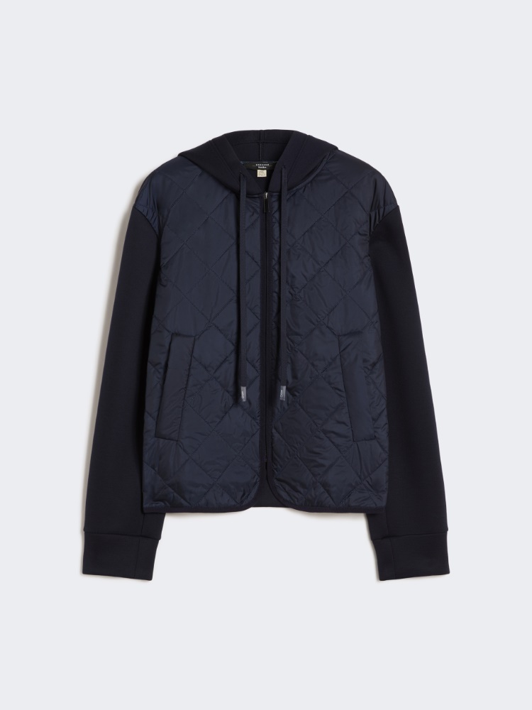 Padded, hooded jacket in water-repellent canvas and jersey - NAVY - Max Mara