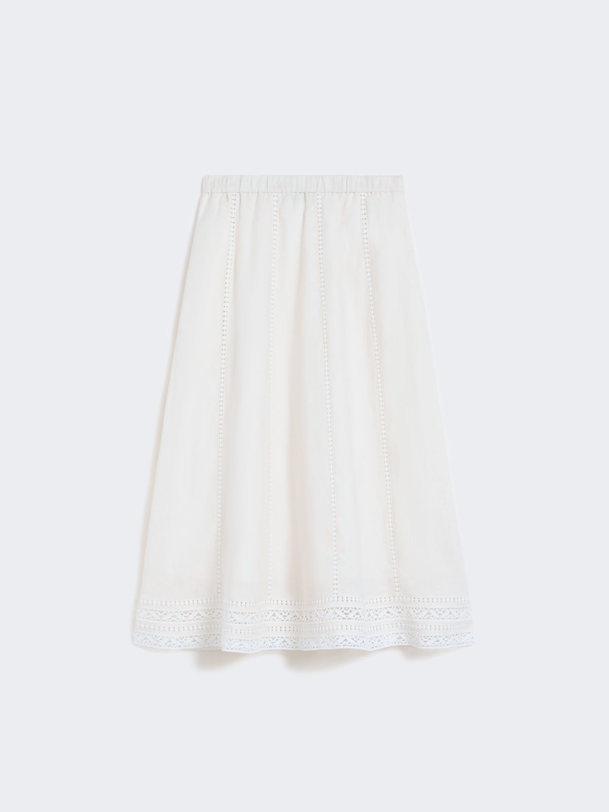 Linen skirt with à jour embroidery - ECRU - Max Mara - 5