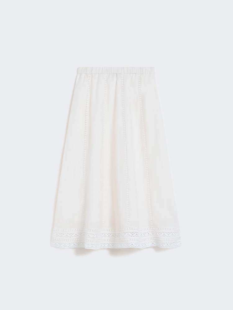 Linen skirt with à jour embroidery - ECRU - Max Mara - 5