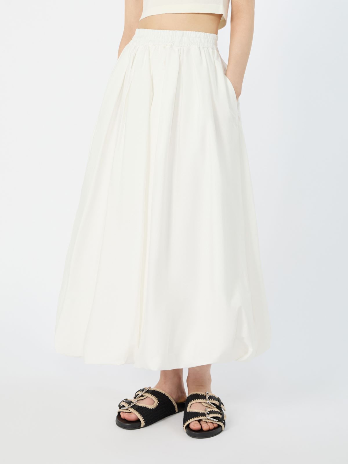 Cotton balloon skirt - IVORY - 2