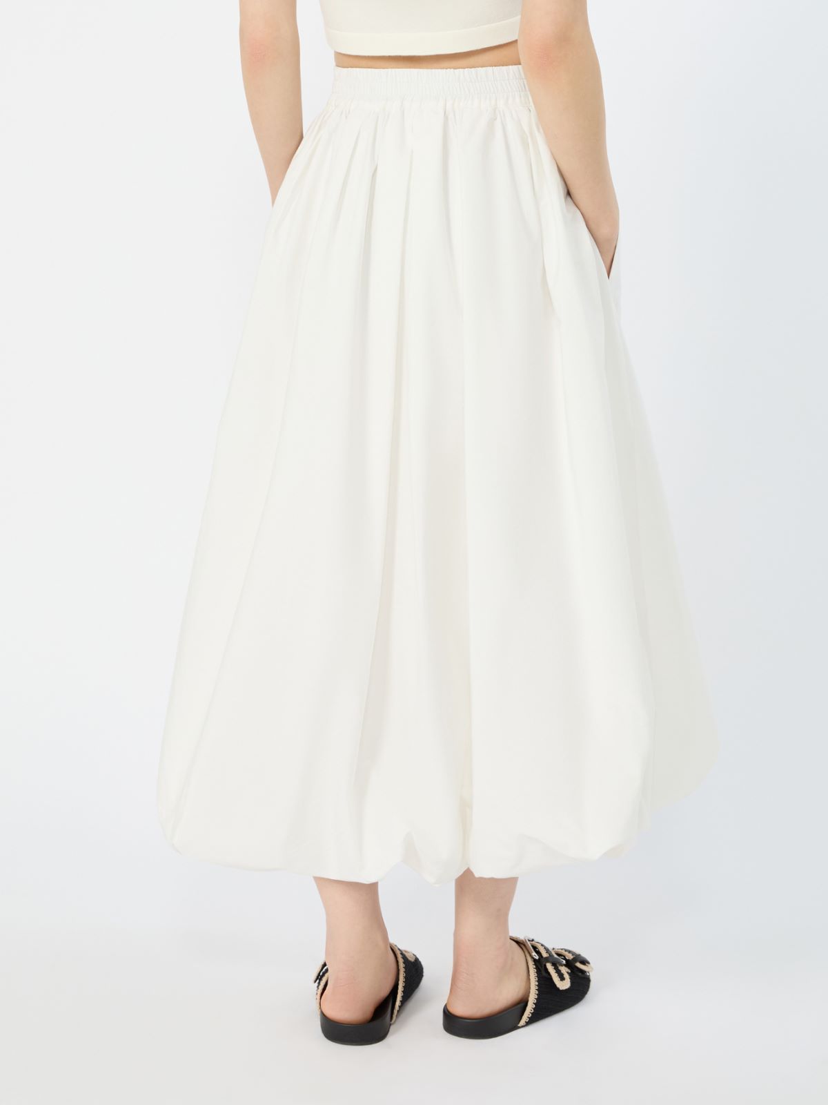 Cotton balloon skirt - IVORY - 3