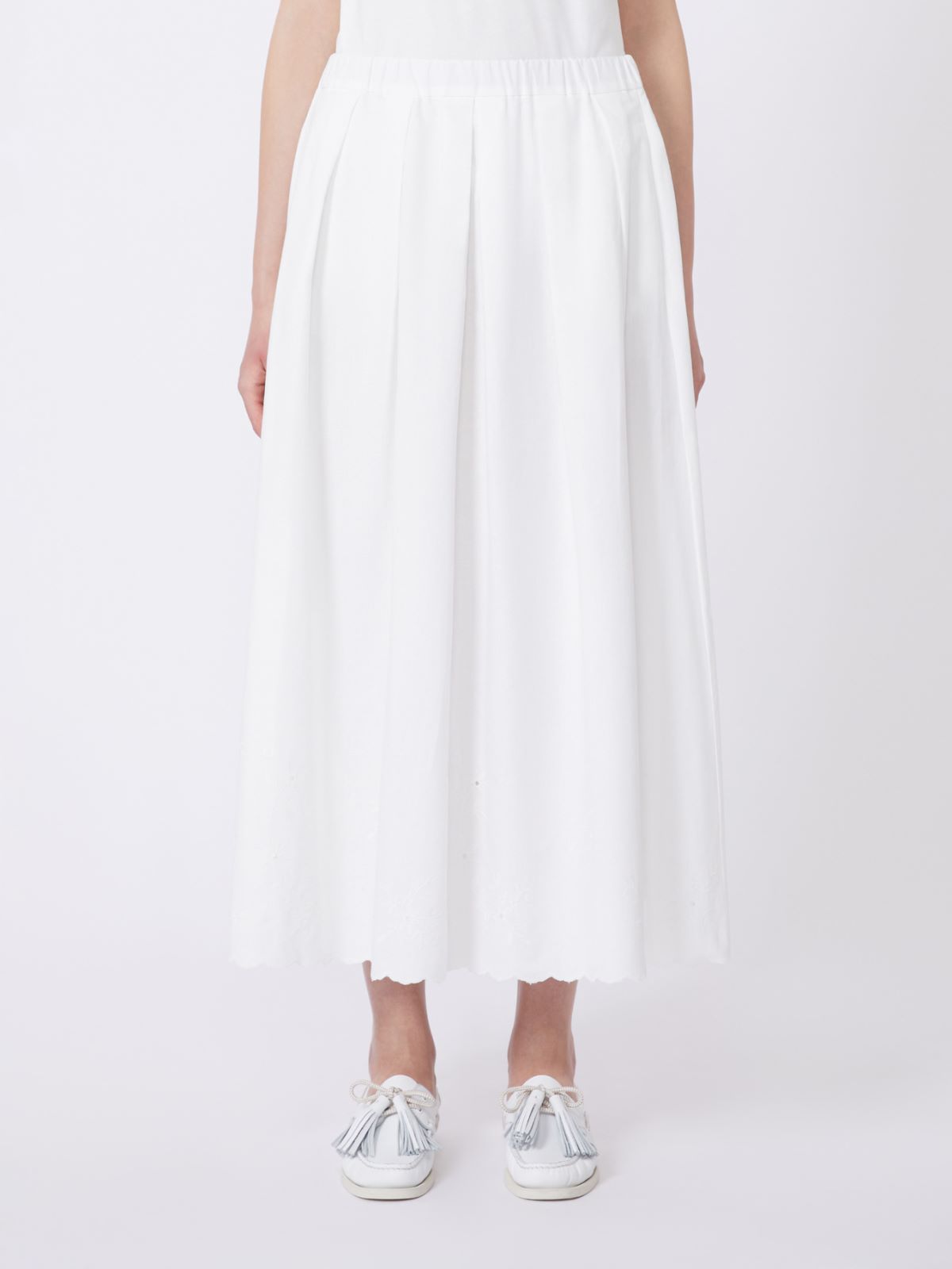 Jupe en toile de coton et lin - BLANC - Max Mara - 5
