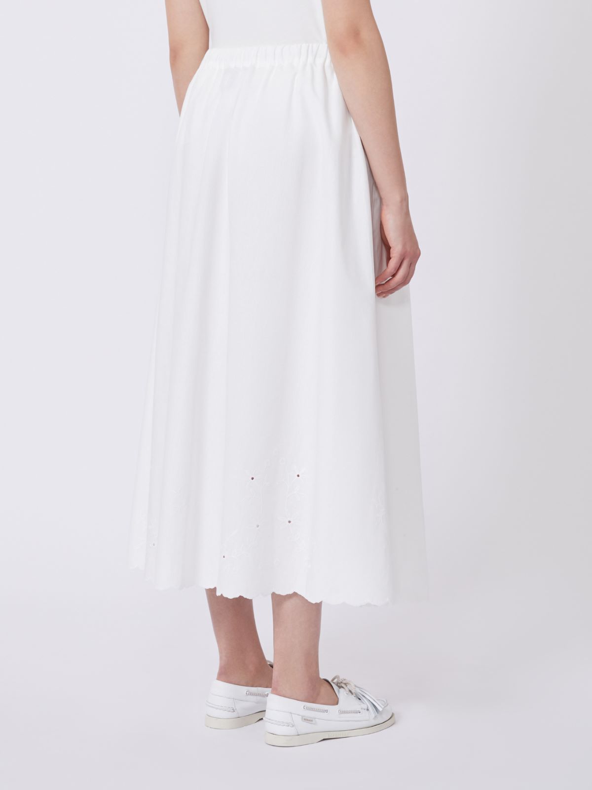 Jupe en toile de coton et lin - BLANC - Max Mara - 5