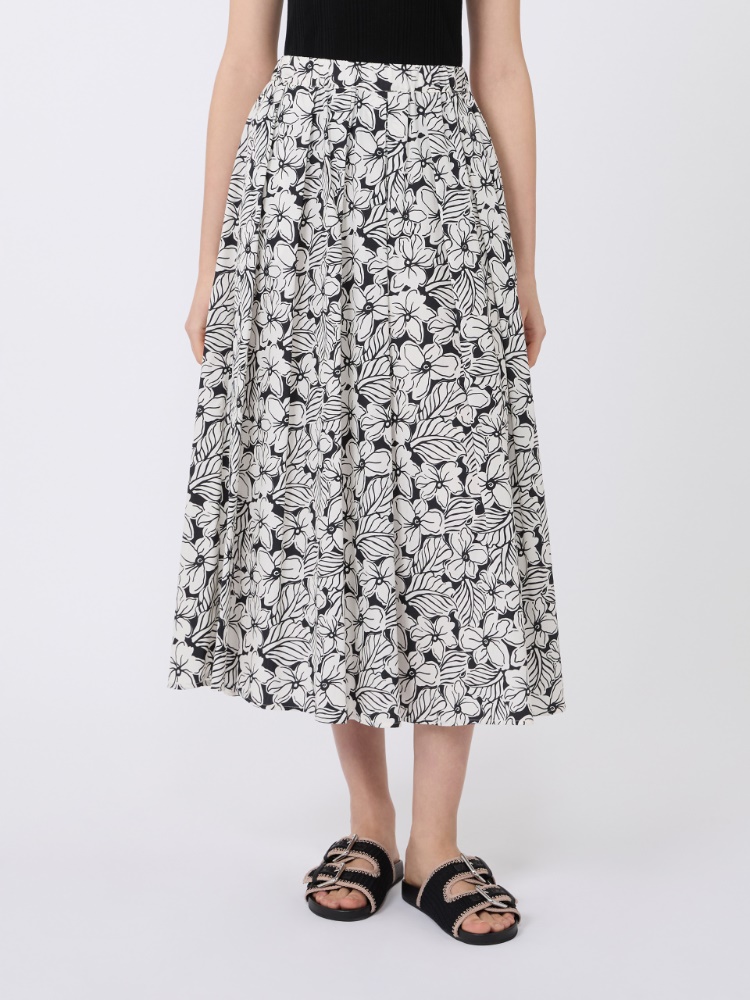 Printed poplin pleated skirt - BLACK - Max Mara - 2