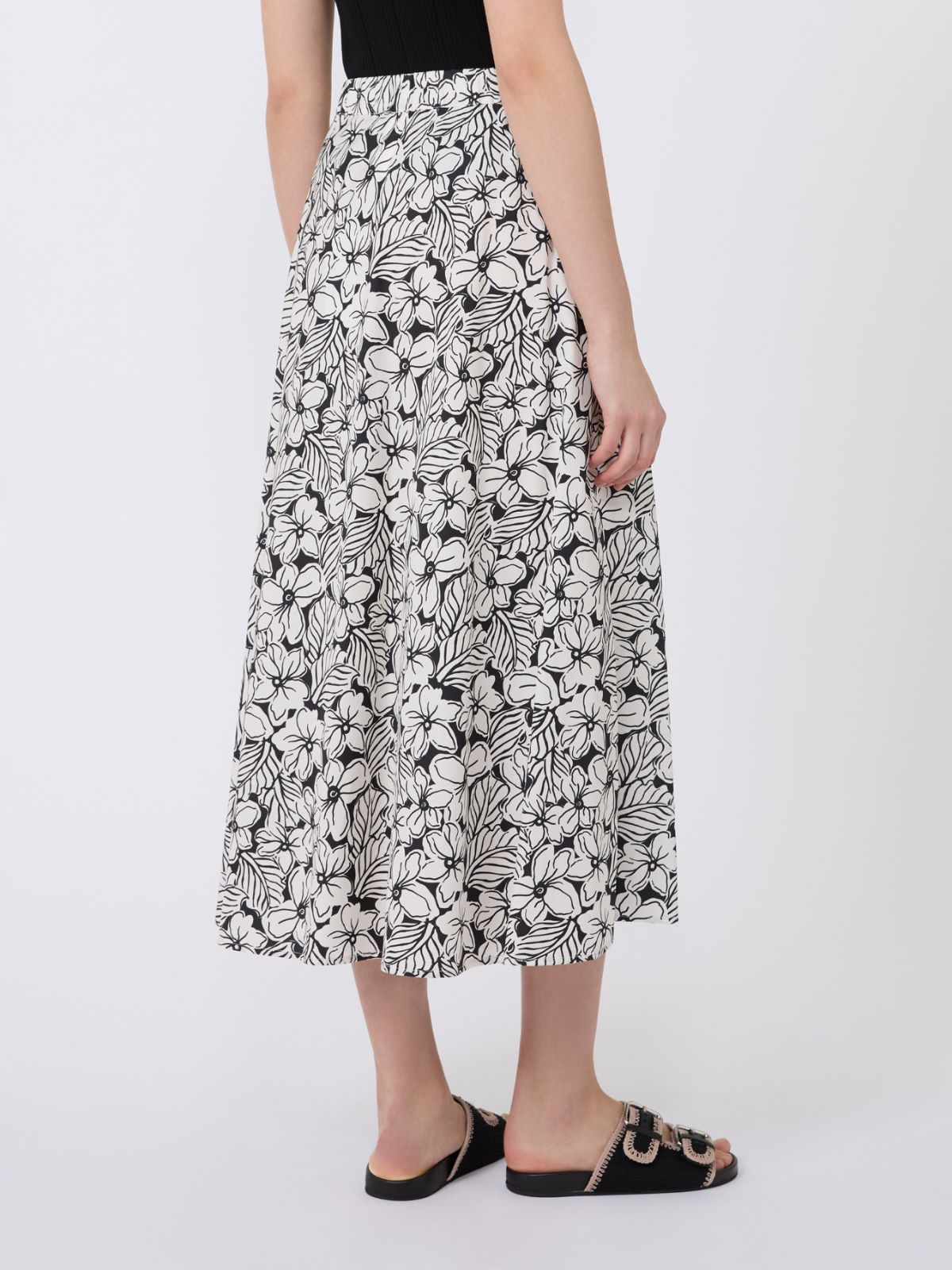 Printed poplin pleated skirt - BLACK - Max Mara - 3