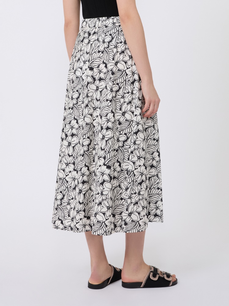 Printed poplin pleated skirt - BLACK - Max Mara - 3