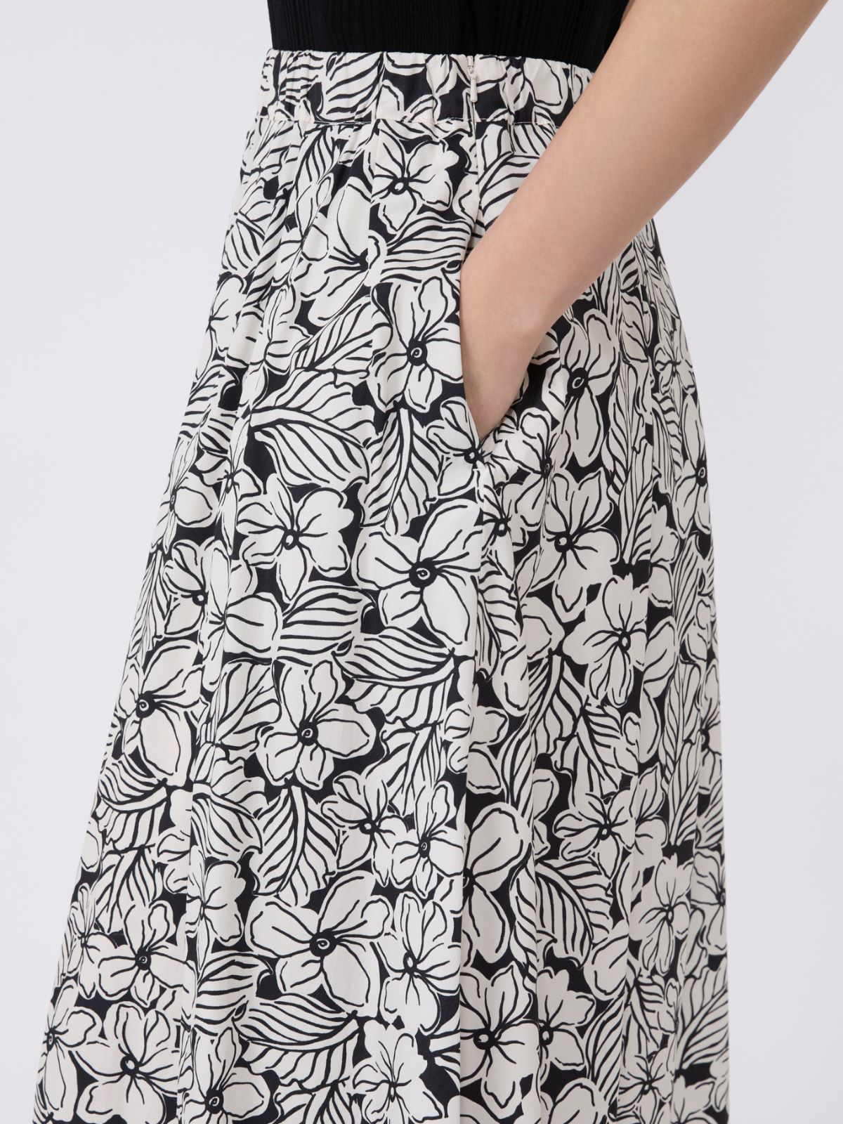 Printed poplin pleated skirt - BLACK - Max Mara - 4