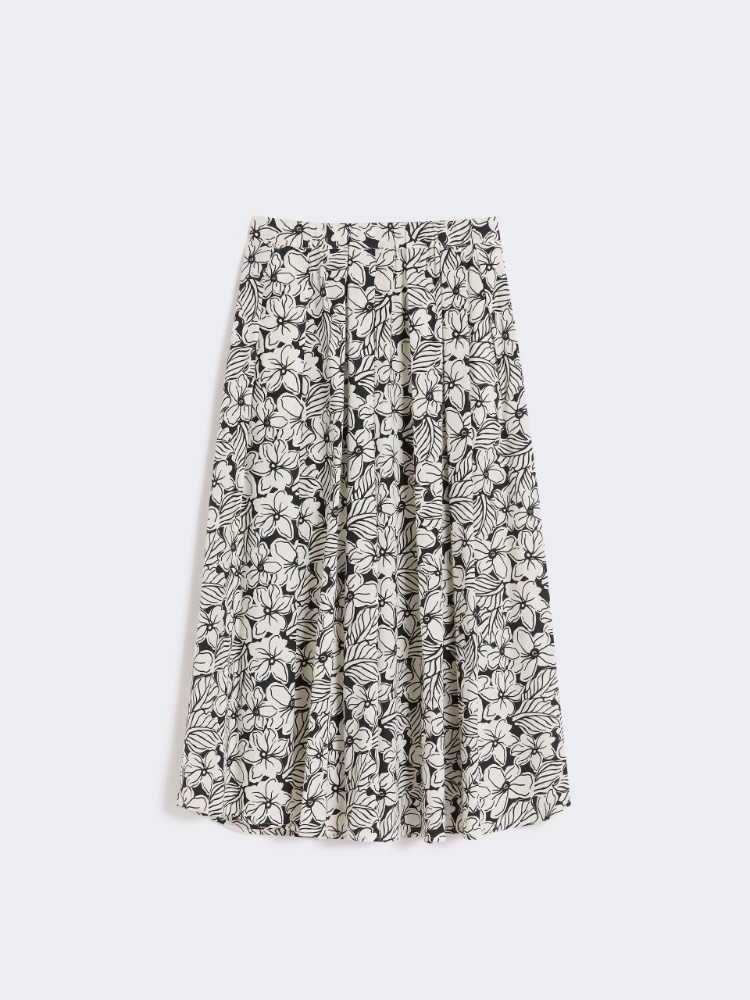 Printed poplin pleated skirt - BLACK - Max Mara