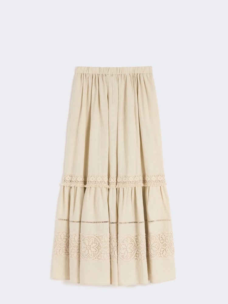- Long linen fabric skirt - SAND - 5