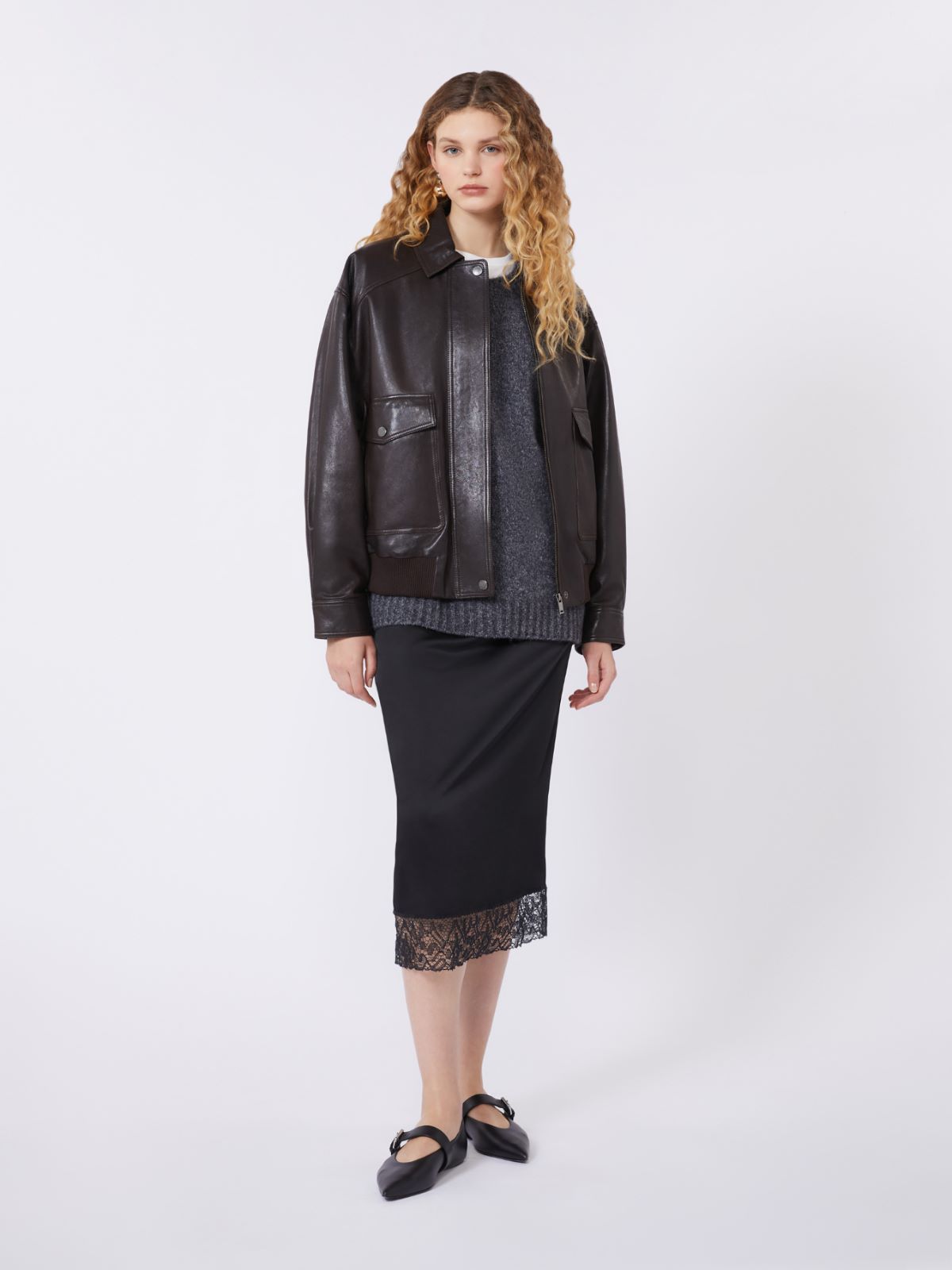 Washed satin skirt - BLACK - Max Mara - 4