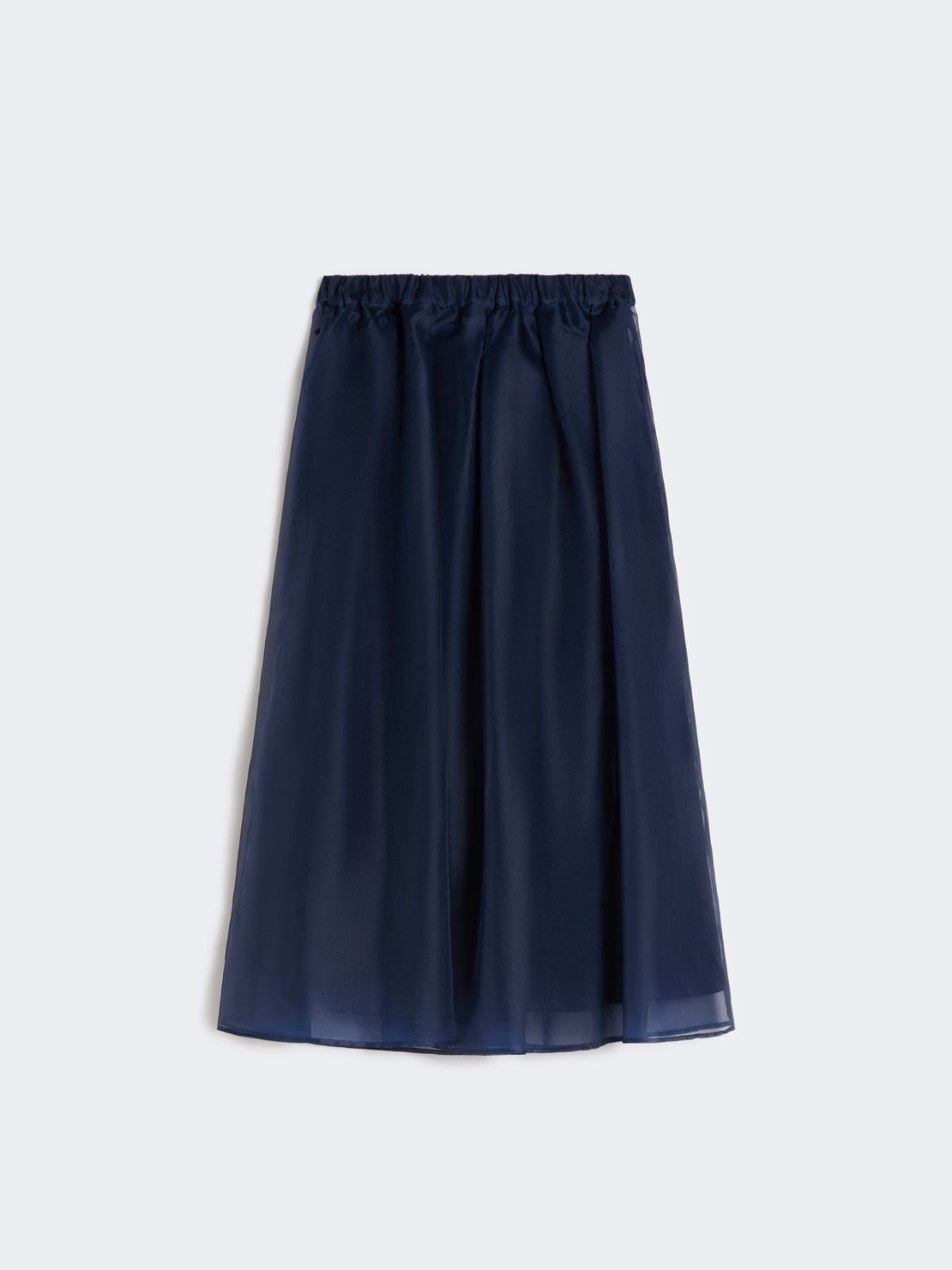 Pleated silk organza skirt - NAVY - 5