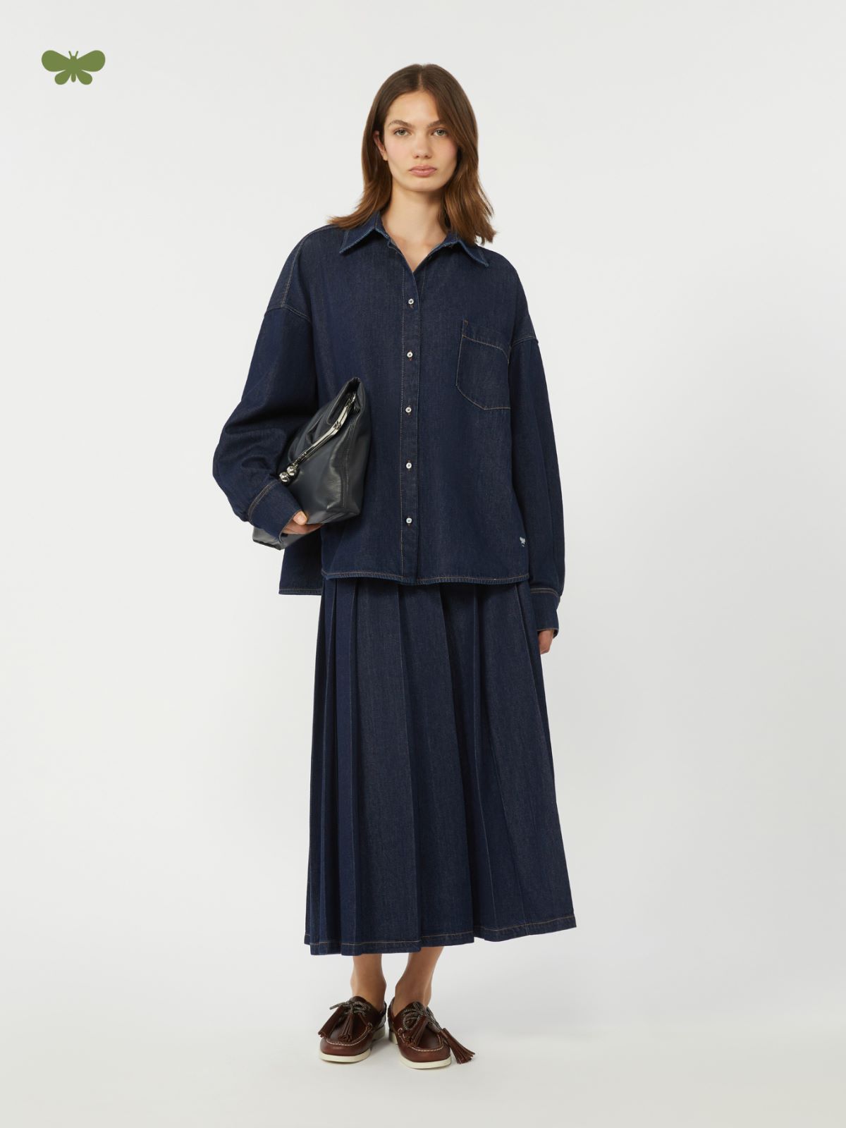 Pleated denim skirt - NAVY - Max Mara - 4