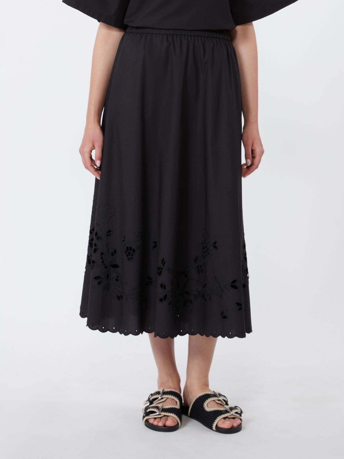 Cotton-poplin midi skirt - BLACK - Max Mara - 2