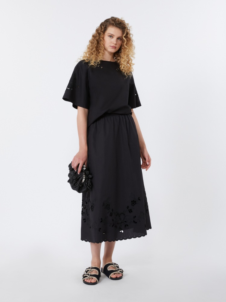 Cotton-poplin midi skirt - BLACK - Max Mara - 1