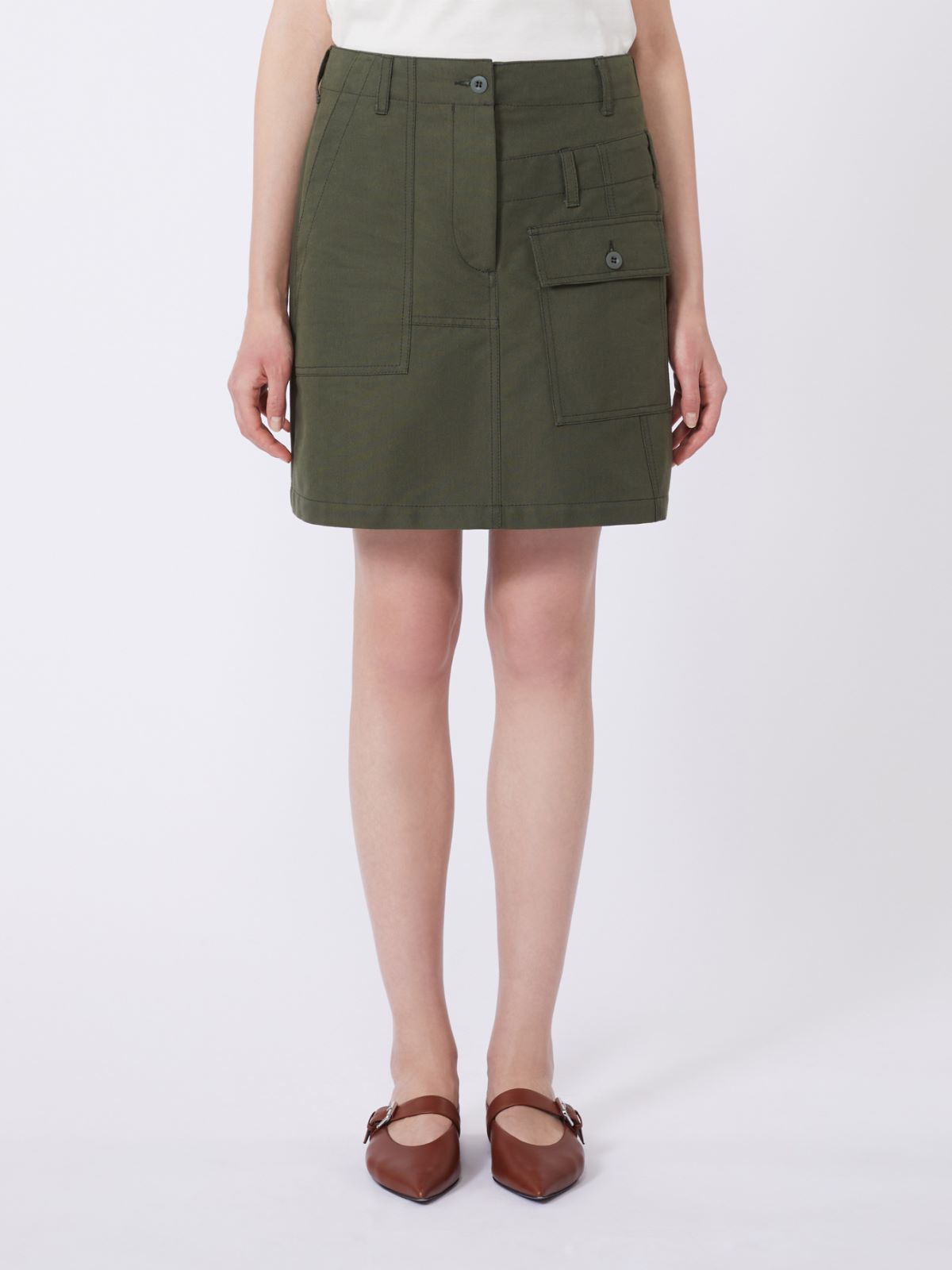 Water-repellent canvas mini skirt - KAKI - Max Mara - 4