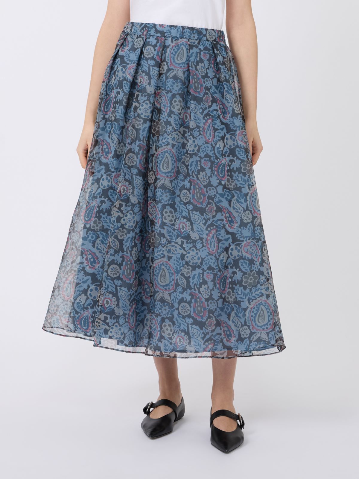 Long printed silk skirt - LIGHT BLUE - Max Mara - 2