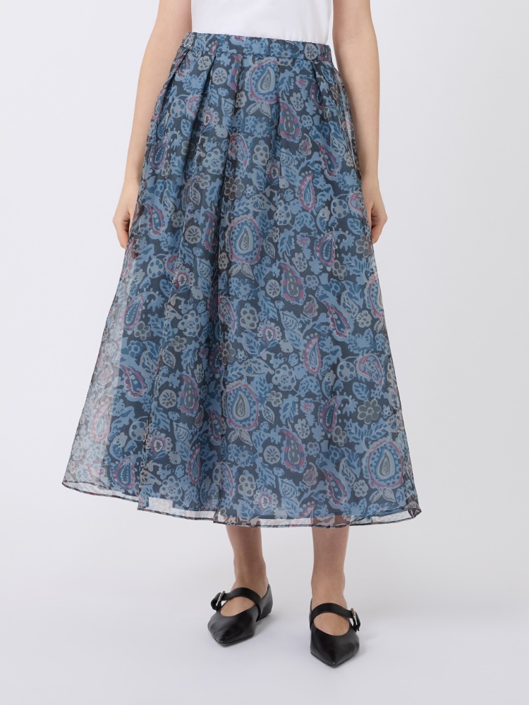 Long printed silk skirt - LIGHT BLUE - Max Mara - 2