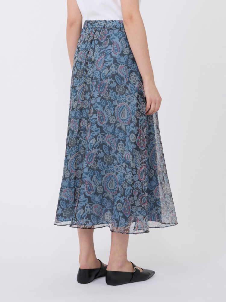 Long printed silk skirt - LIGHT BLUE - Max Mara - 3