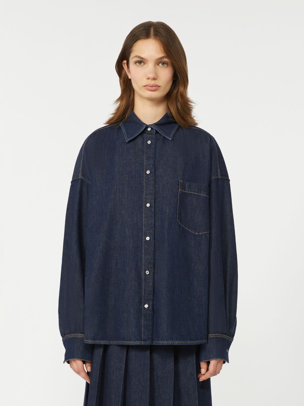 Cotton denim shirt - NAVY - Max Mara - 5