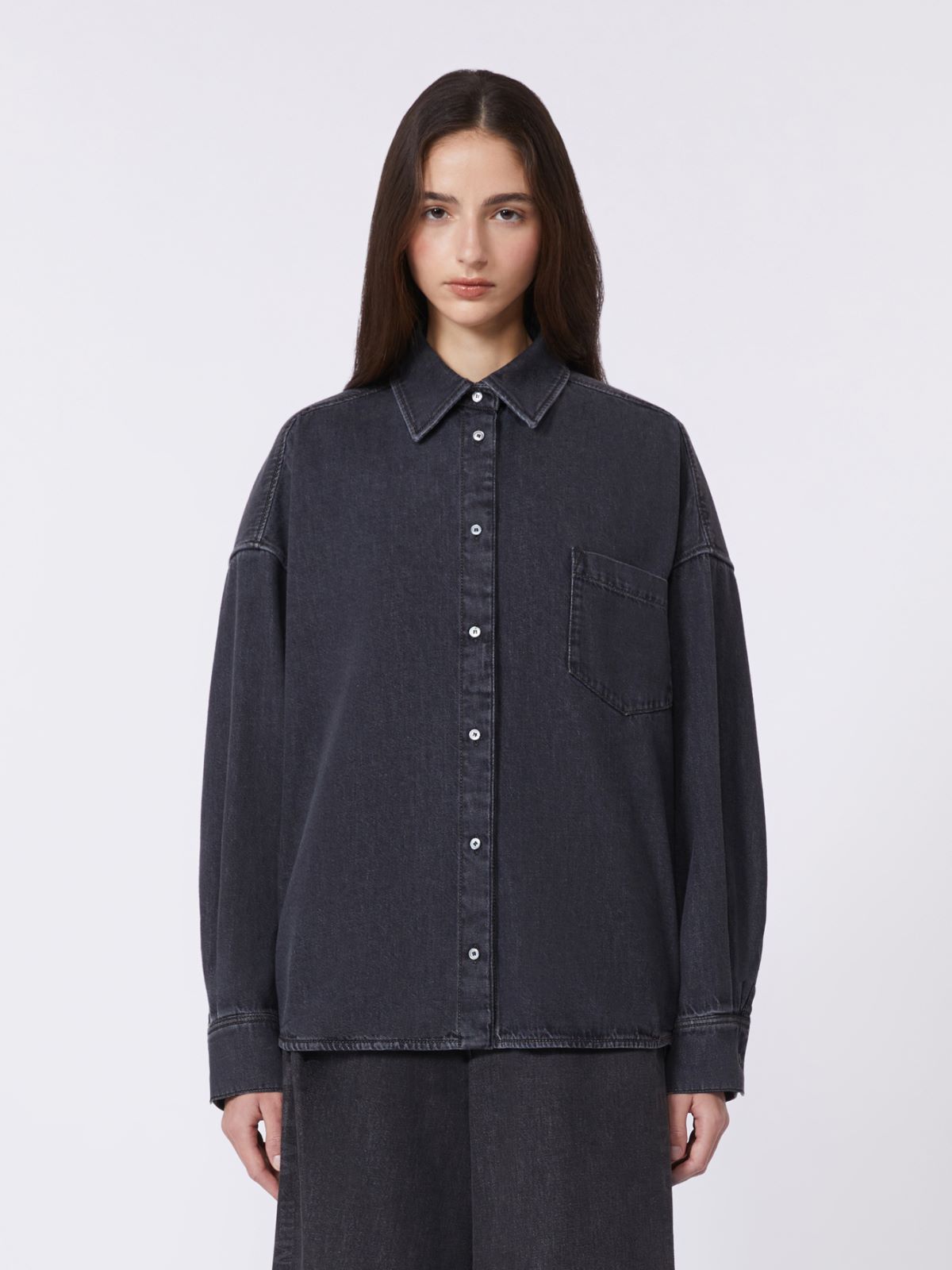 Cotton denim shirt - BLACK - Max Mara - 6