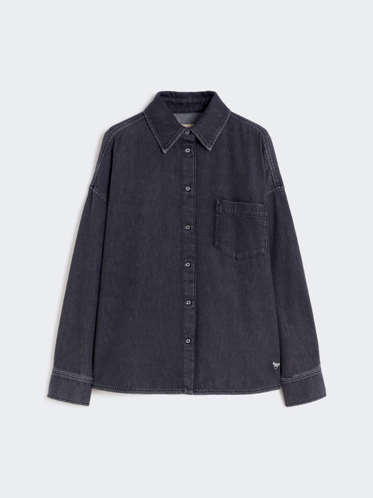 Cotton denim shirt - BLACK - Max Mara