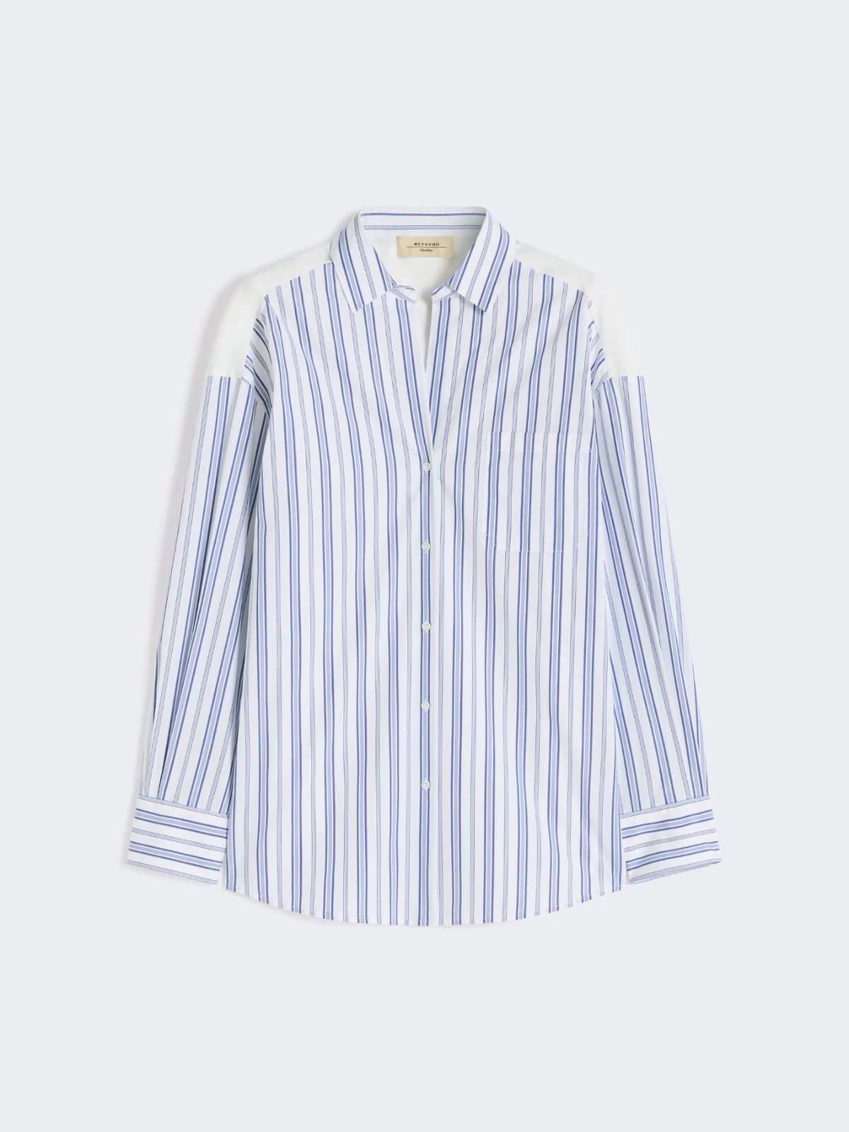 Striped cotton shirt with eyelet lace - NAVY - Max Mara - 6