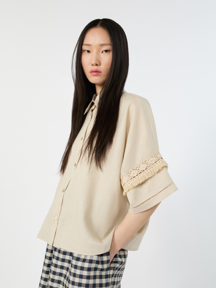 Linen fabric shirt - SAND - 4