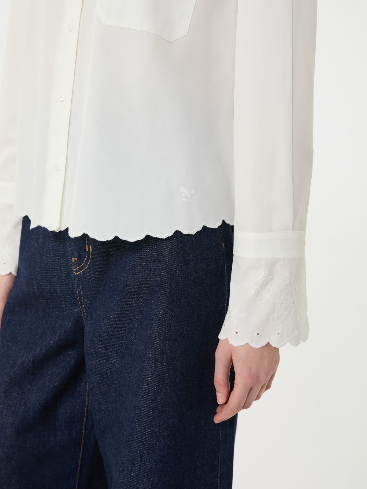 Breast-pocket cotton shirt - IVORY - Max Mara - 6