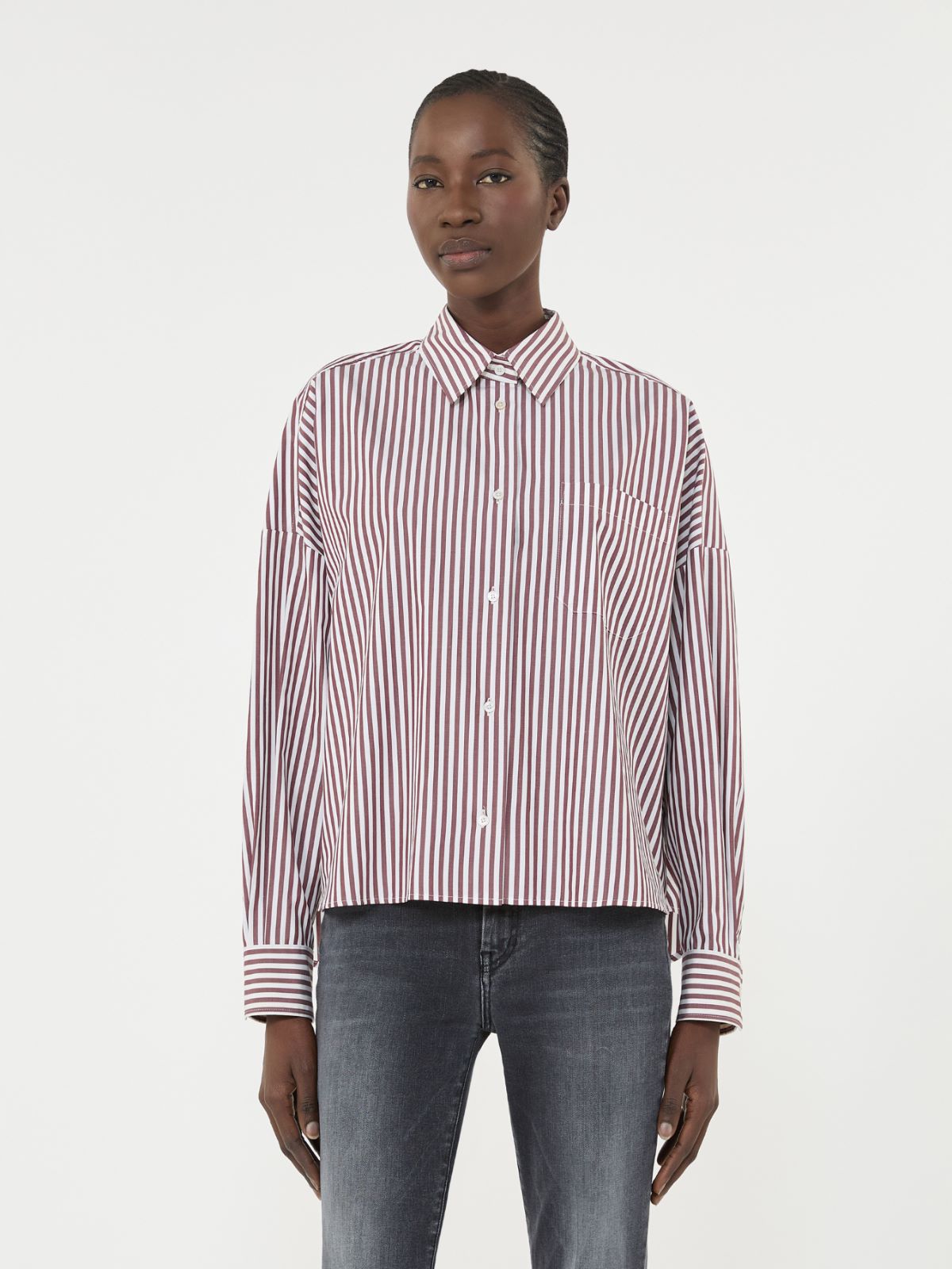 Oversized cotton shirt - BORDEAUX - Max Mara - 5