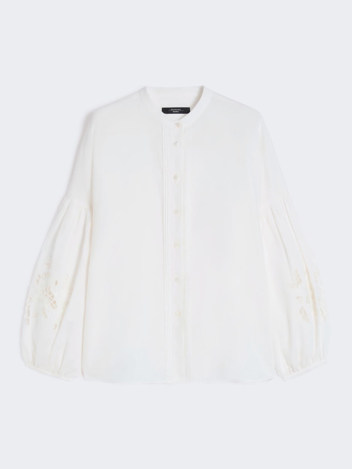 Linen canvas mandarin-collar shirt - WHITE - Max Mara - 6