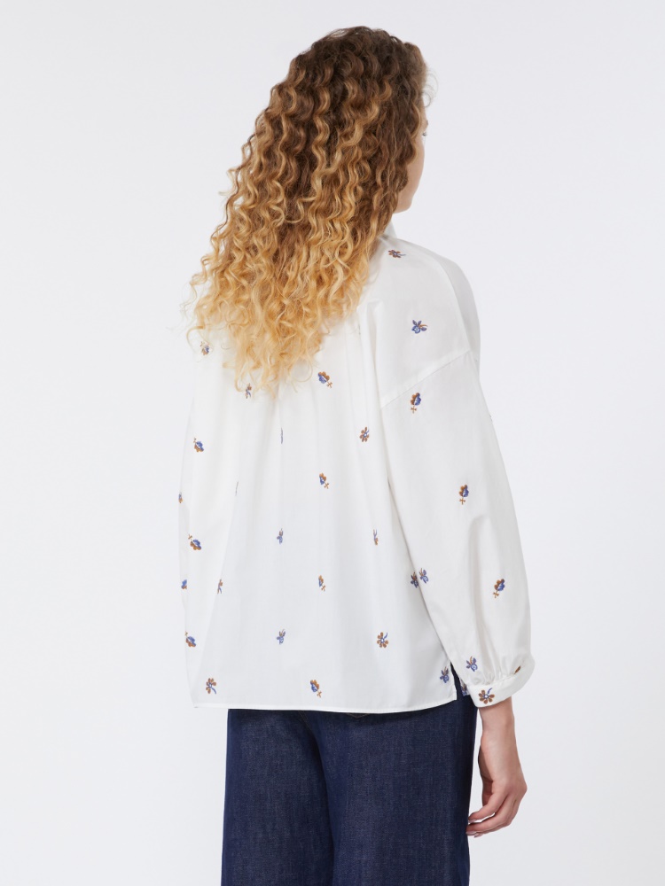 Poplin shirt with embroidery - WHITE - Max Mara - 3