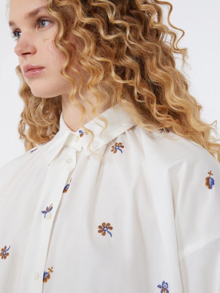 Poplin shirt with embroidery - WHITE - Max Mara - 5