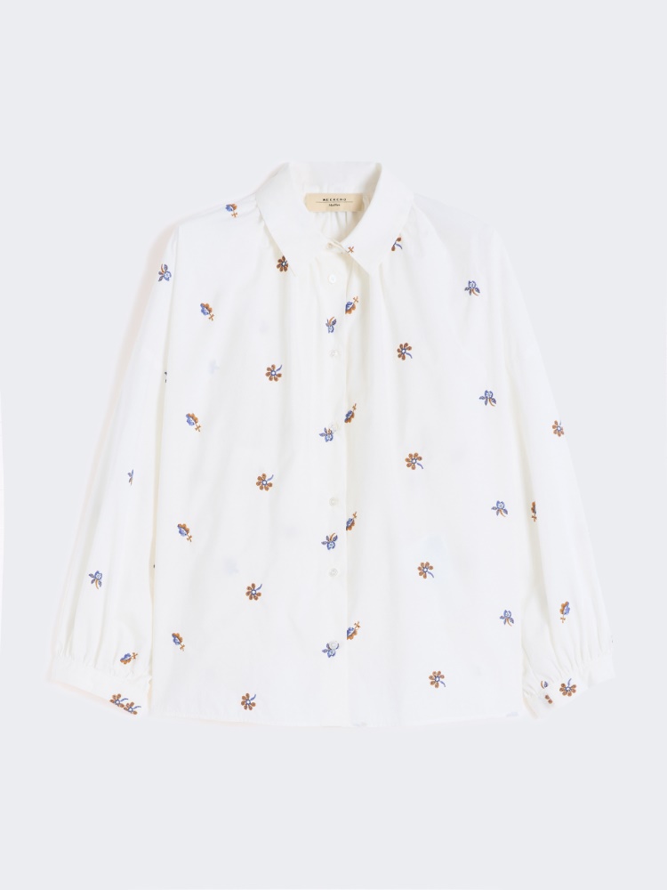 Poplin shirt with embroidery - WHITE - Max Mara
