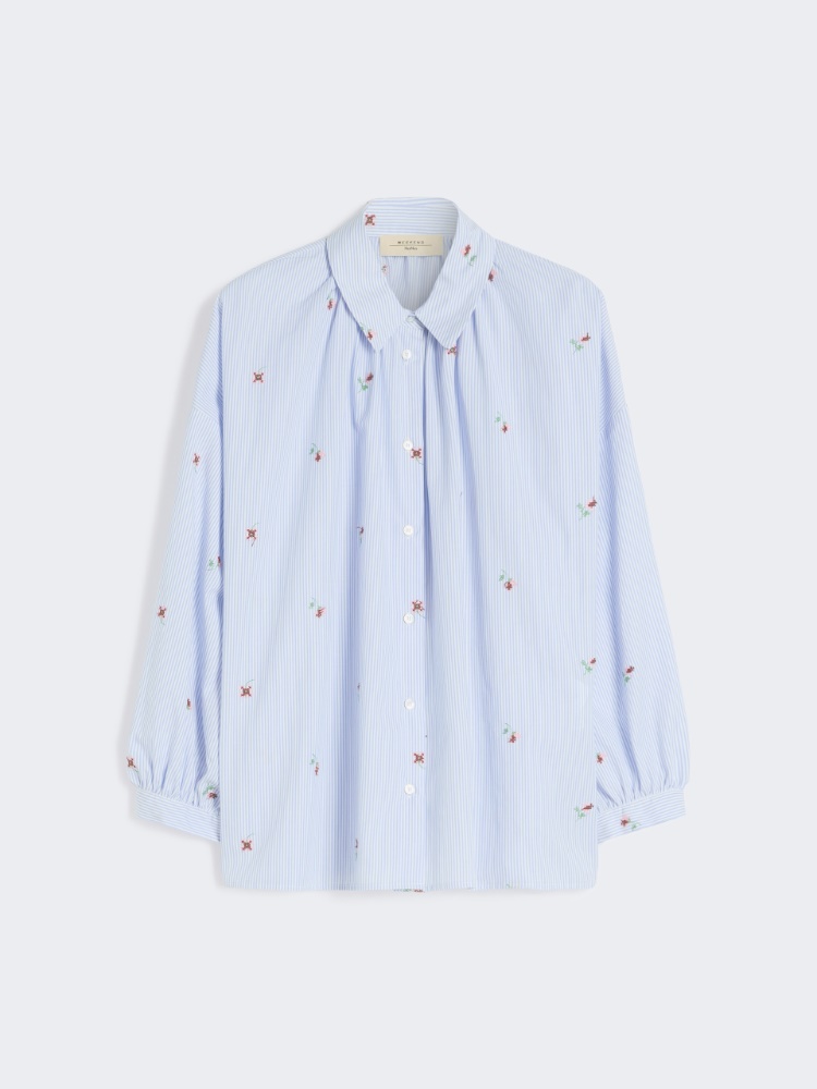 Poplin shirt with embroidery - LIGHT BLUE - Max Mara