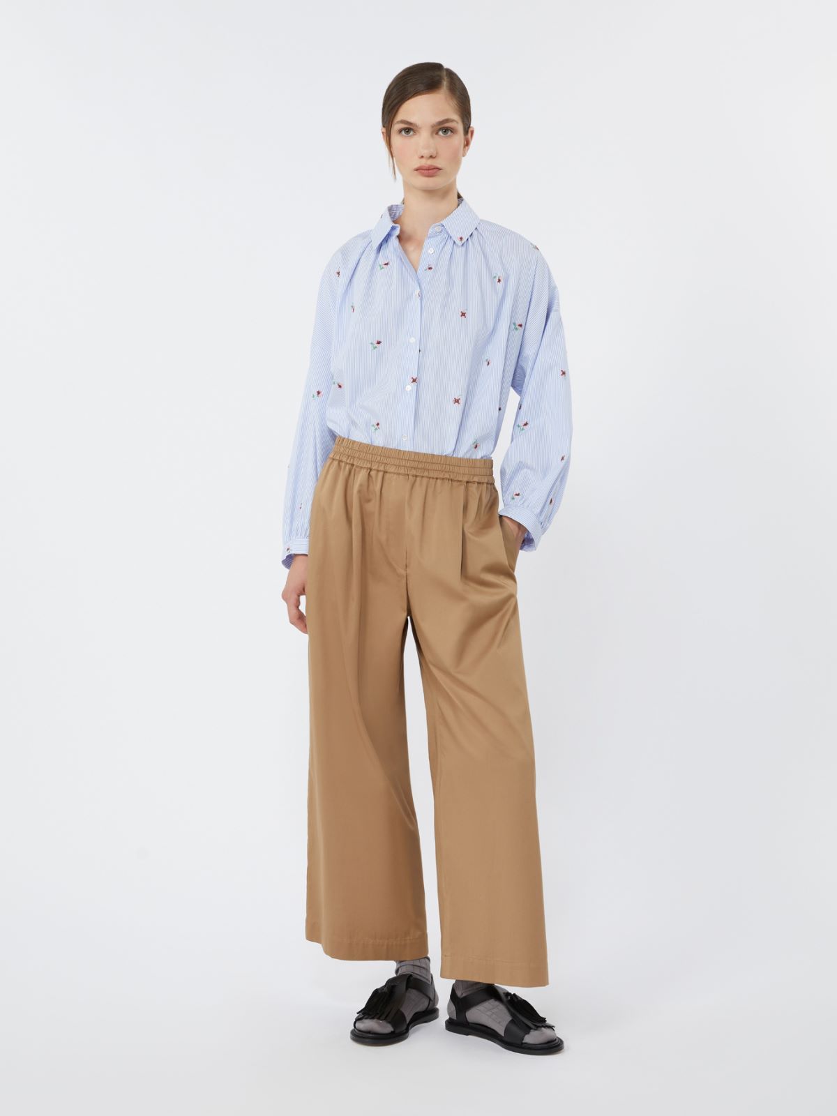 Poplin shirt with embroidery - LIGHT BLUE - Max Mara - 5