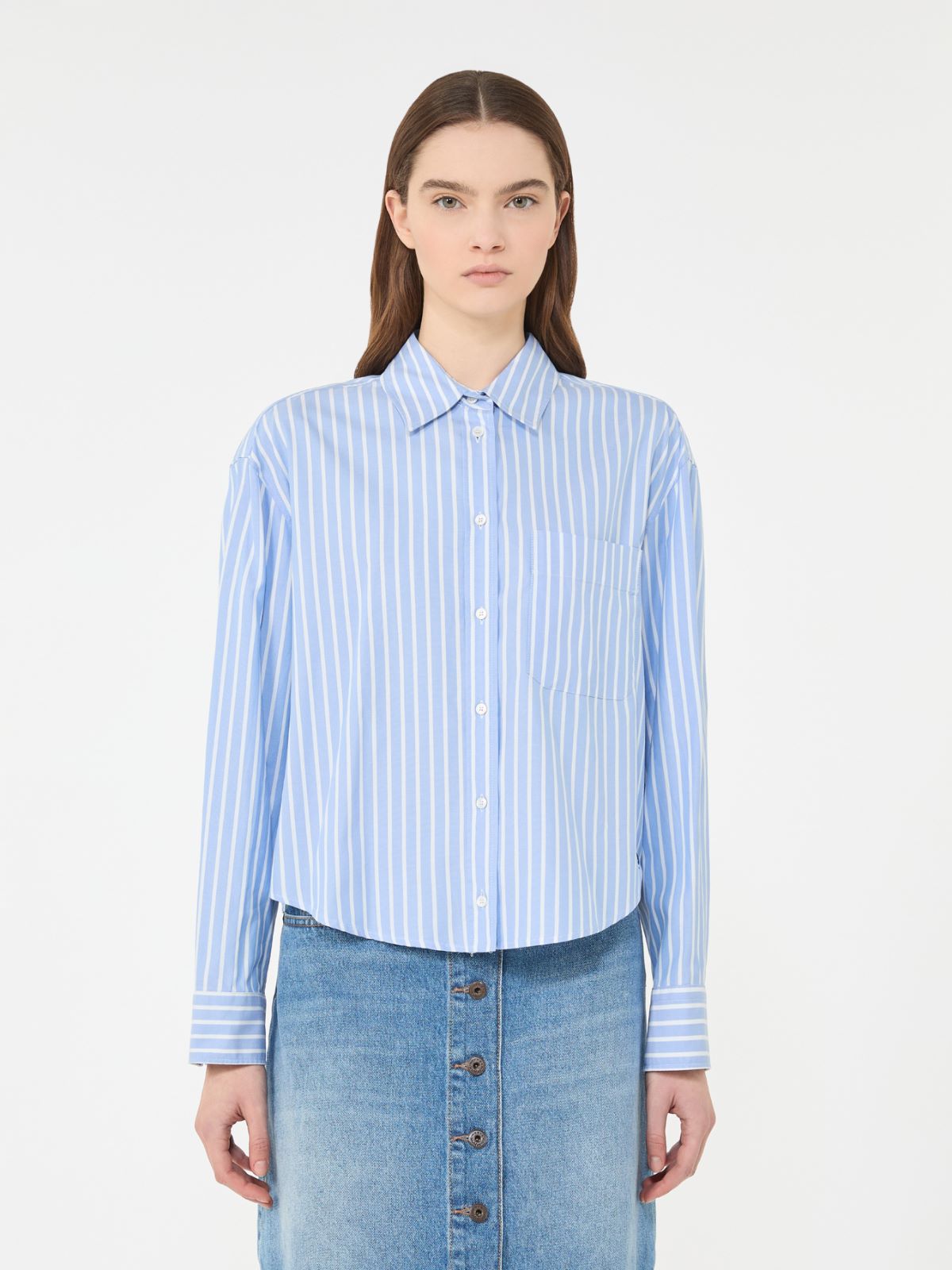 Striped cotton Oxford shirt - LIGHT BLUE - Max Mara - 6
