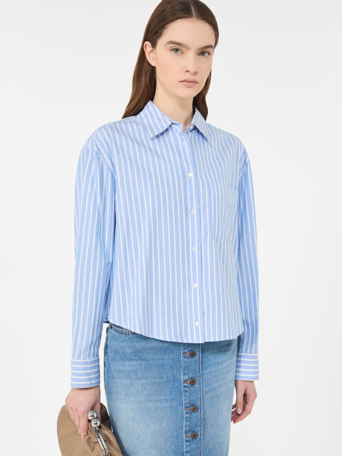 Striped cotton Oxford shirt - LIGHT BLUE - Max Mara - 6