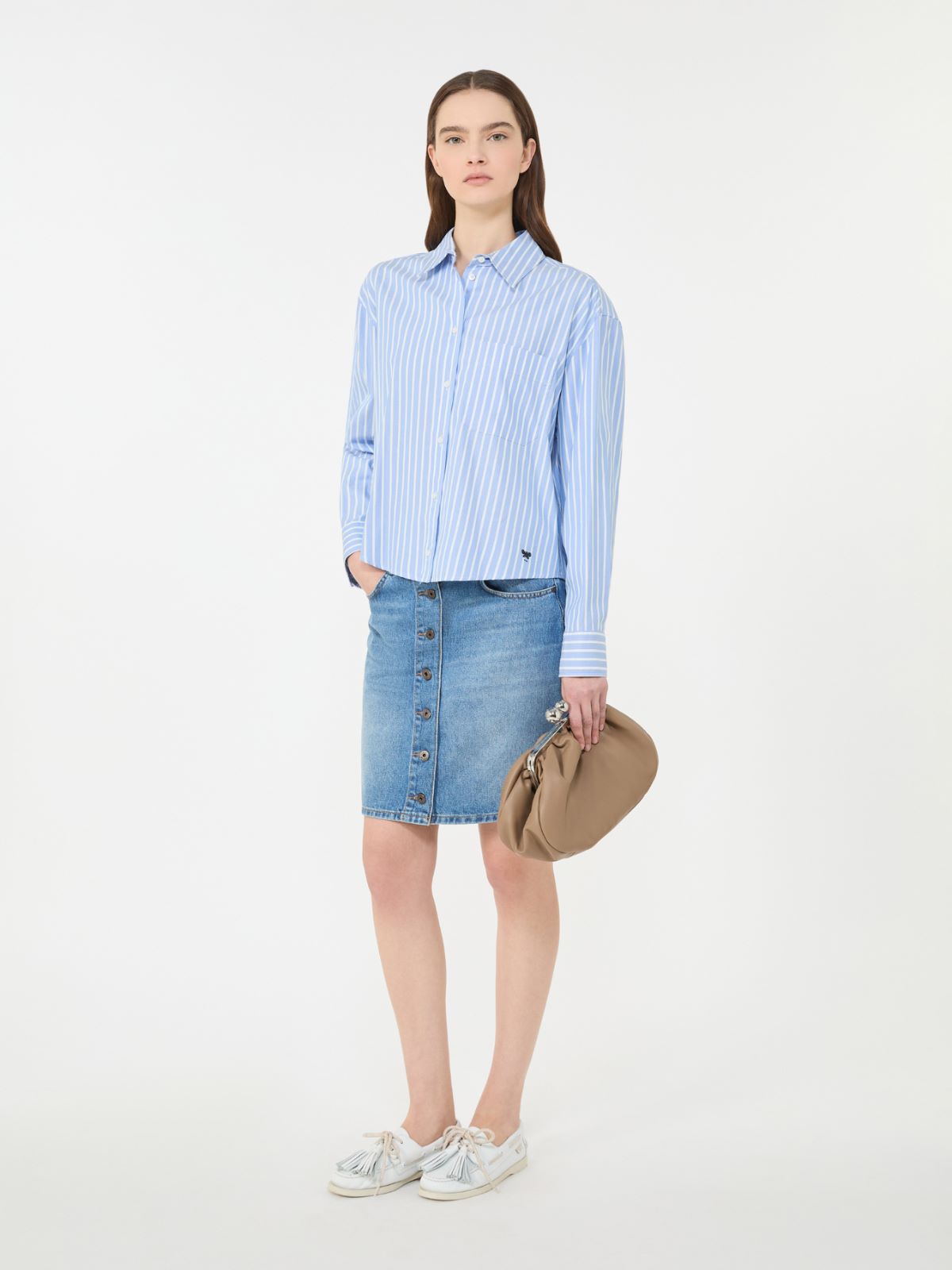 Striped cotton Oxford shirt + LIGHT BLUE - Max Mara