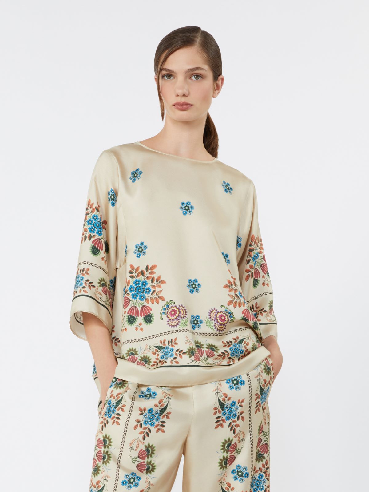Printed silk twill blouse - IVORY - Max Mara - 5