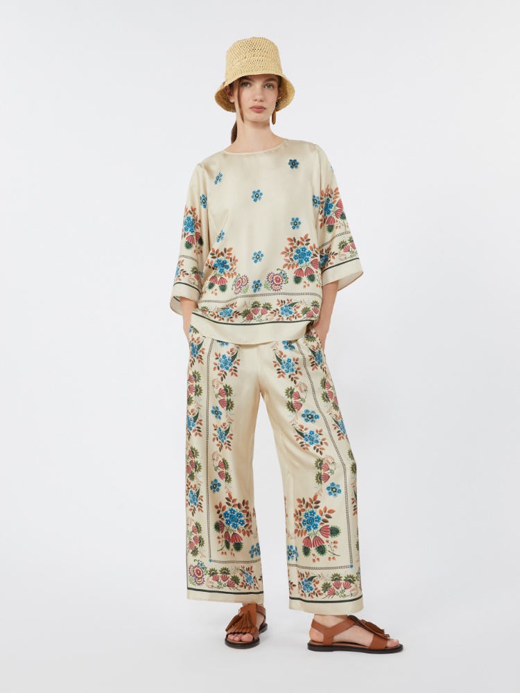 Printed silk twill blouse - IVORY - Max Mara