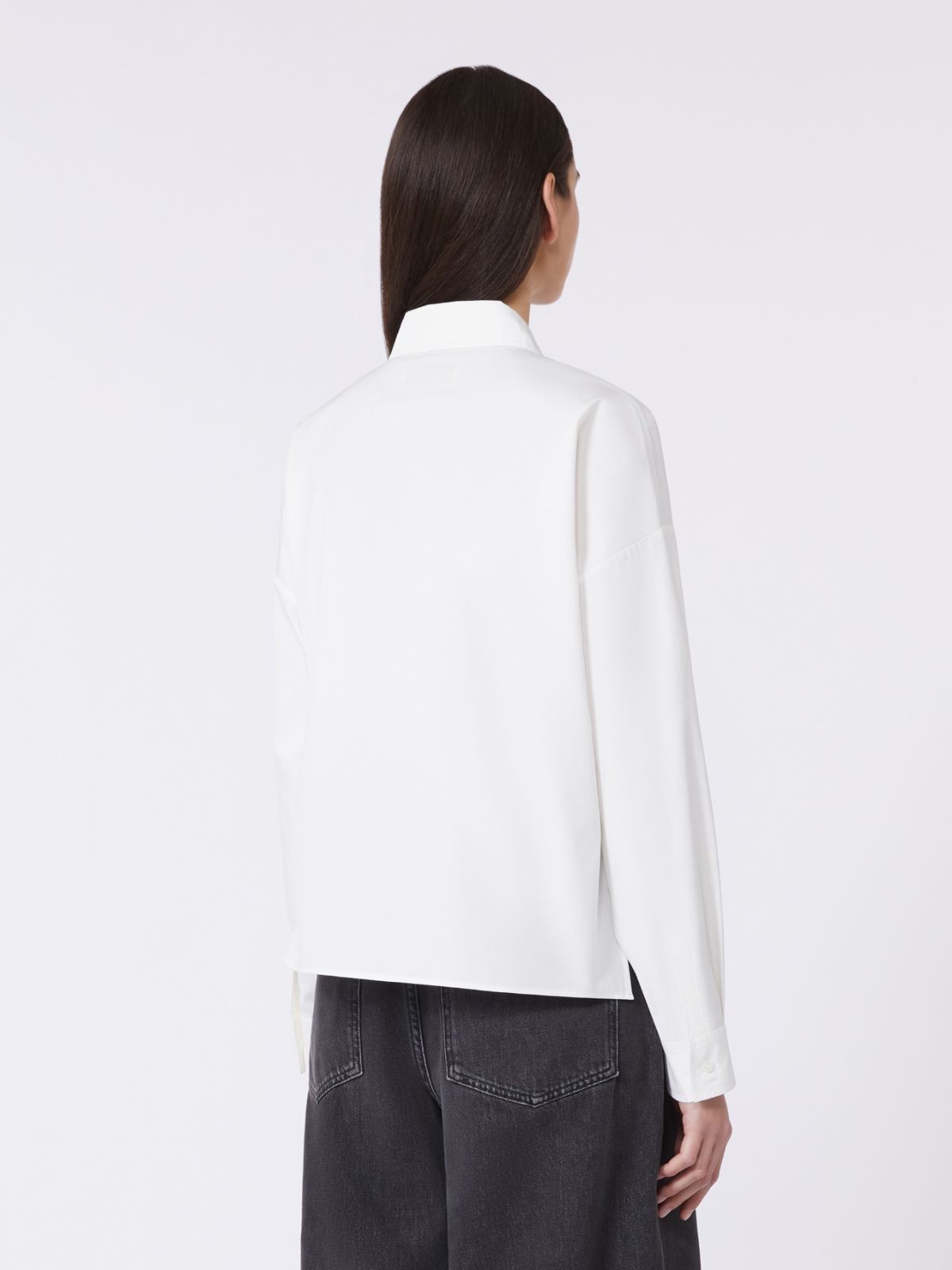 Asymmetrical washed cotton shirt - WHITE - Max Mara - 5