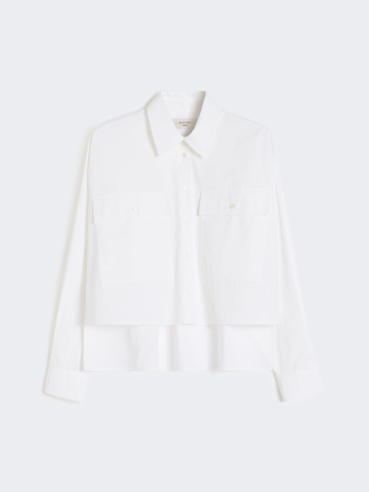 Asymmetrical washed cotton shirt - WHITE - Max Mara - 9